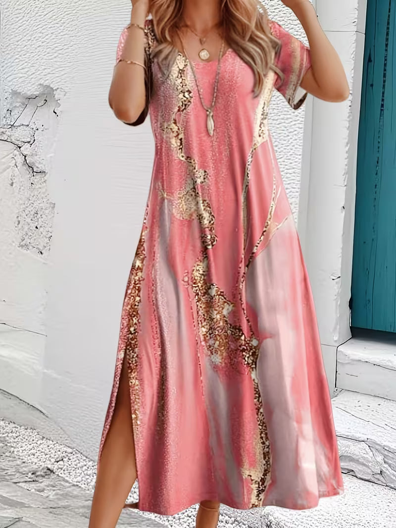 Vestido Comprido Estampado Pink Mirage